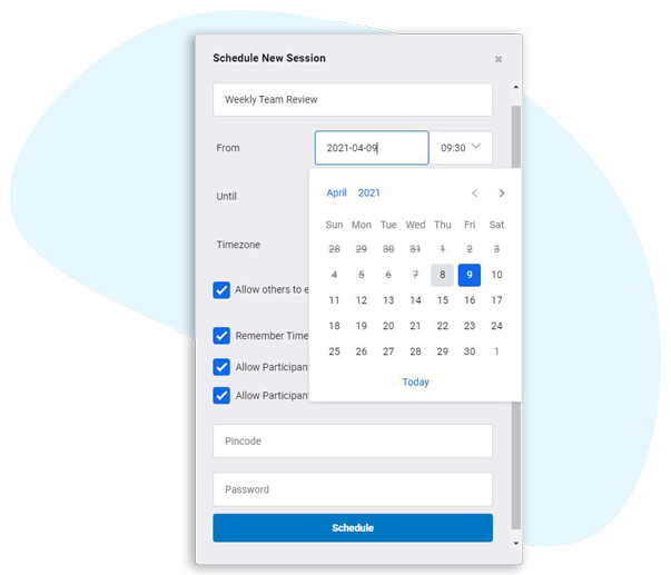 one click scheduling video conference feature